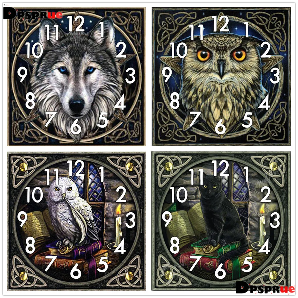 

Full Drill Diamond Painting Kit Cross Stitch With Clock landscape Animal Eagle Mosaic 5D Diy Square Round 3d Embroidery Gift