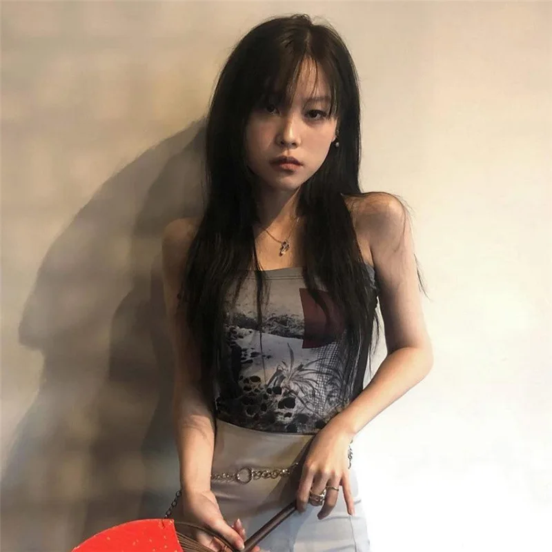 

Europe and the United States Trend 2021 Spring New Women's Sexy Slim Fashion Printed Navel Wrap Women