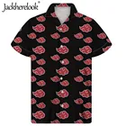 Jackherelook Новый Akatsuki аниме принтом Для мужчин рубашки тропические топы в гавайском стиле, летняя футболка с коротким рукавом Мужская блузка уличная Camisas