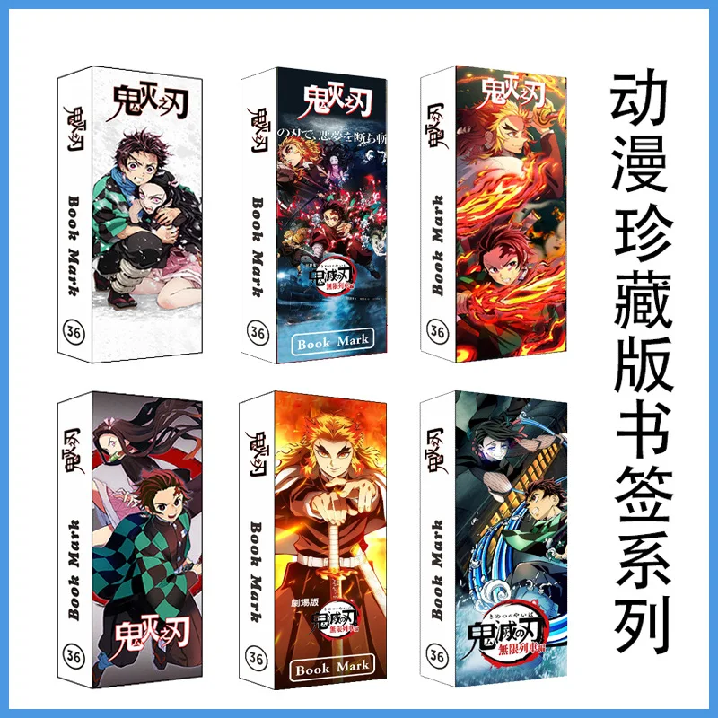 

Random style 36Pcs/Box bookmark Anime Demon Slayer Kimetsu No Yaiba Kamado Tanjirou Nezuko Lomo Card Postcard Gift Collection