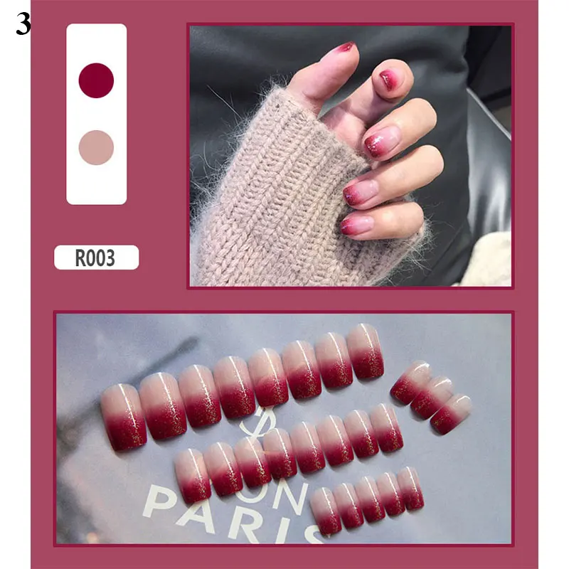 

24Pcs/Set Cartoon Pattern Short False Nails Strawberry Poached Egg Summer Fake Nail Girls Nail Art Press On Fake Nails With Glue