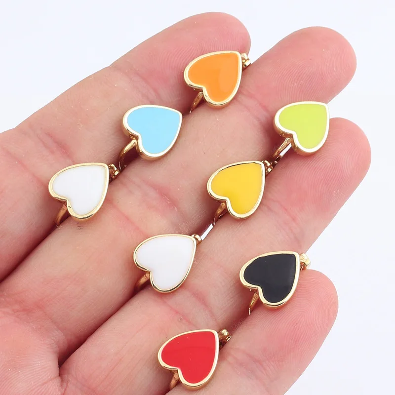

Fashion classic Gothic Style Sweets Simple Heart Enamel Zircon Pendant Hoop Clip On Earrings For Woman Jewelry Gift Accesories
