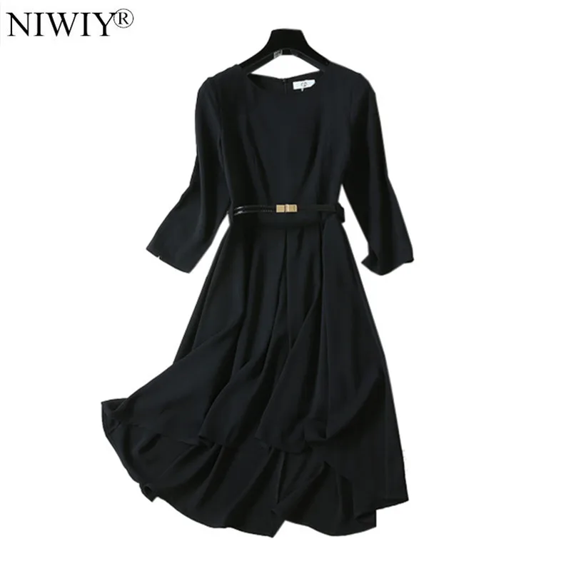 

New Women Black Office Irregular Dress Zomerjurk Dames 2021 Fall Midi Party Dress Robe Femme Vestidos De Verano D9135