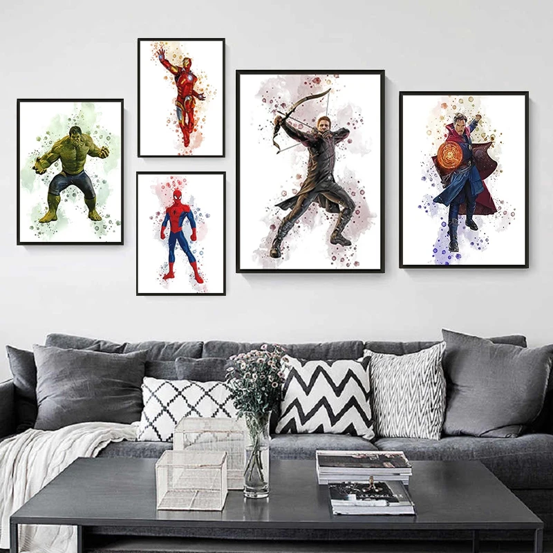 

Marvel Superhero Avengers Anime Poster Character Iron Man Captain America Canvas Painting Print Wall Art Picture for Home Decor