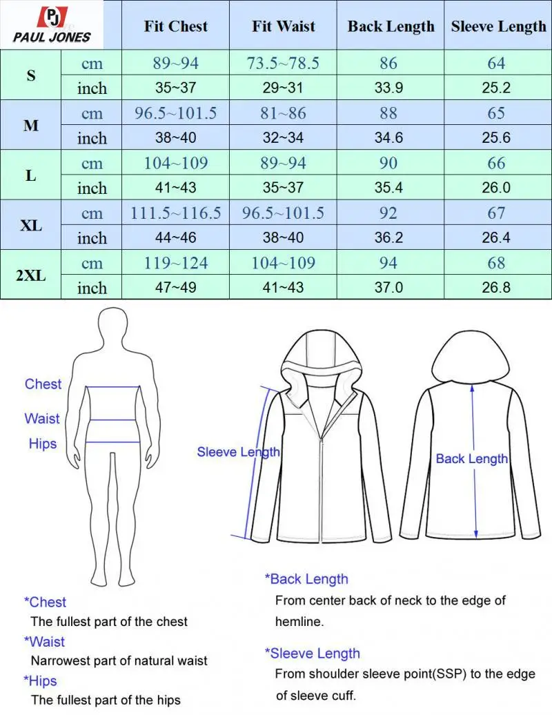 PAUL JONES Men Classic Outdoor Hooded Rain Jacket Coat Long Sleeve Water Repellent Raincoat Zip-Up Waterproof Trench | Мужская одежда