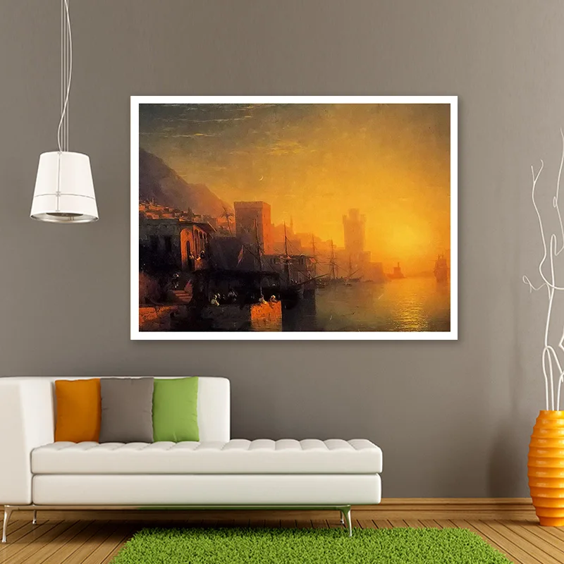 diy painting by numbers ivan constantinovich aivazovsky rhodes academism landscape dencorative paint adult hand drawing | Дом и сад