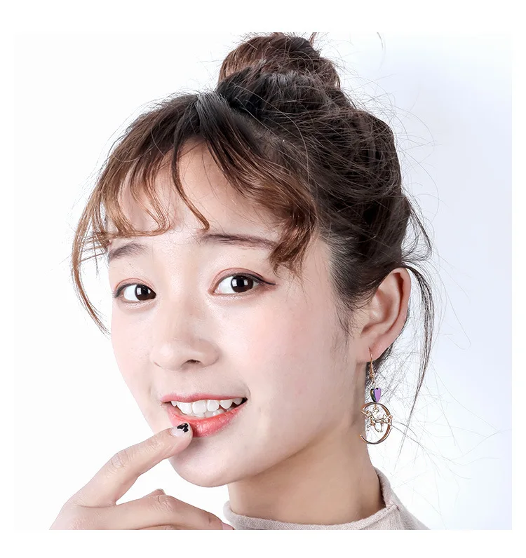 Серьги в виде единорогов C-образные лазерные ab цветные серьги с сердечками