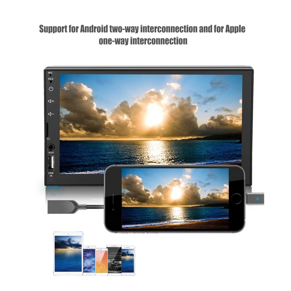 

7-дюймовый автомобильный радиоприемник, HD, двойной Din, Bluetooth, mp5-плеер, FM-радио, USB, AUX, дистанционное управление, камера заднего вида, мультимеди...