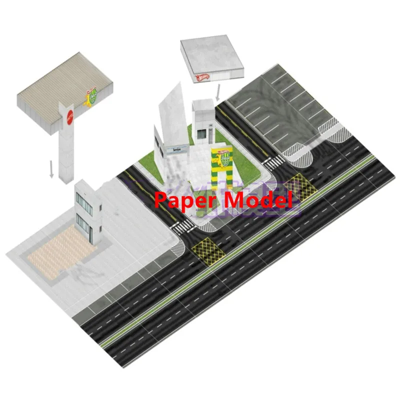 

1:87/76/72/64/43 Scale Scene Decoration City Road Paper Model for Sand Table for Gifts for Paper DIY