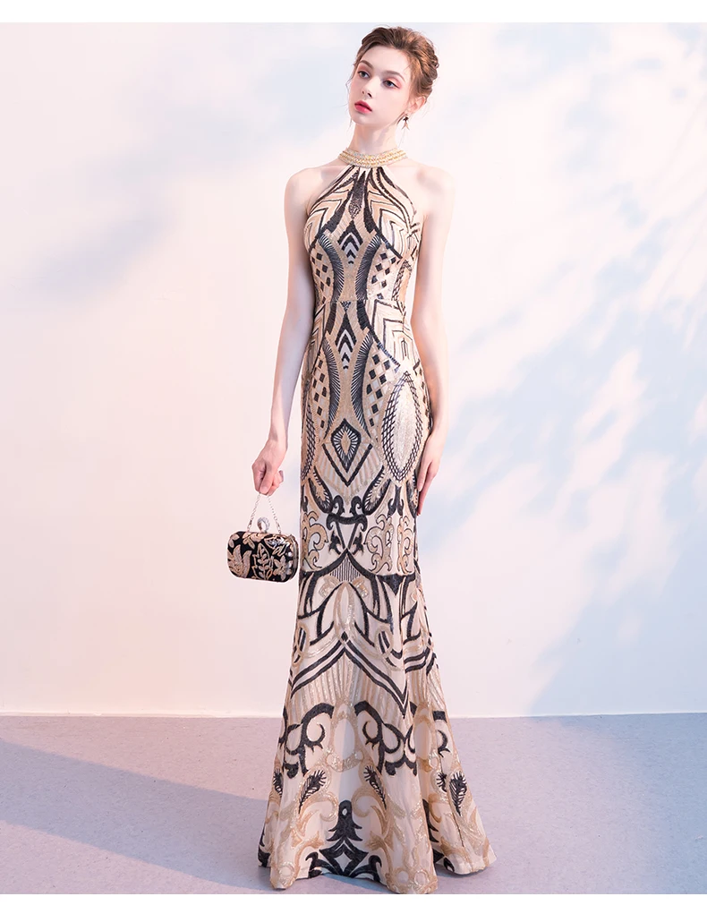 Женское вечернее платье с узорчатым принтом SOLOVEDRESS длинное облегающее в стиле