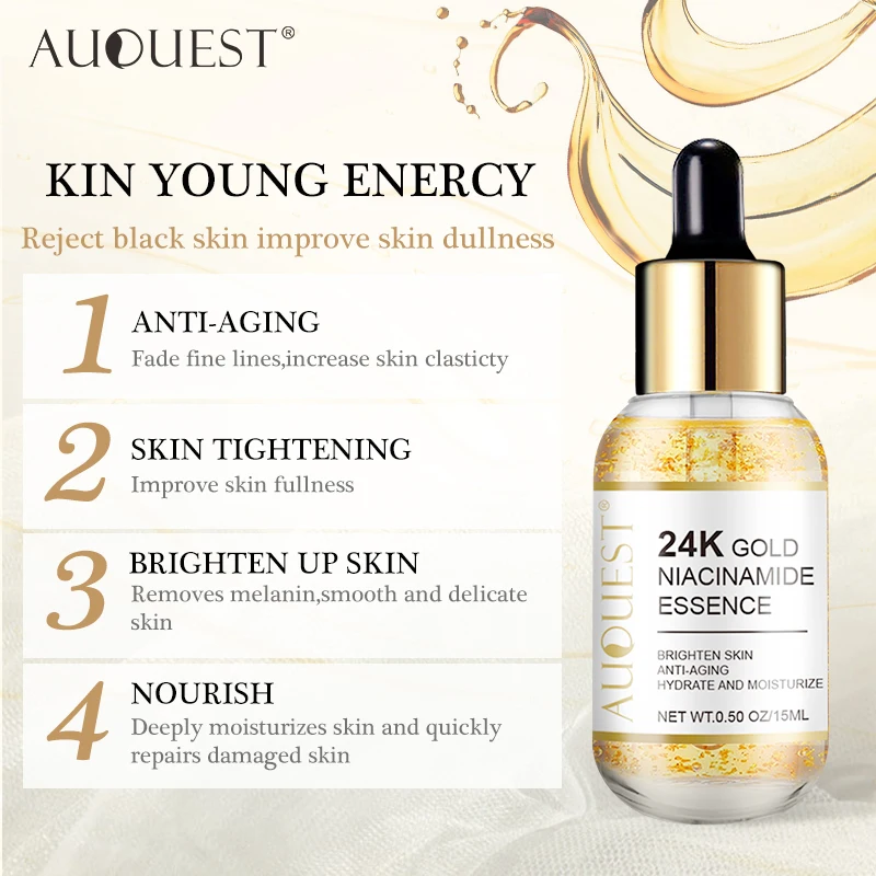 

AUQUEST 24k Gold Face Serum Hyaluronic Acid Serum Moisturizing Whitening Cosmetics Firming Anti Aging Wrinkle Face Skin Care