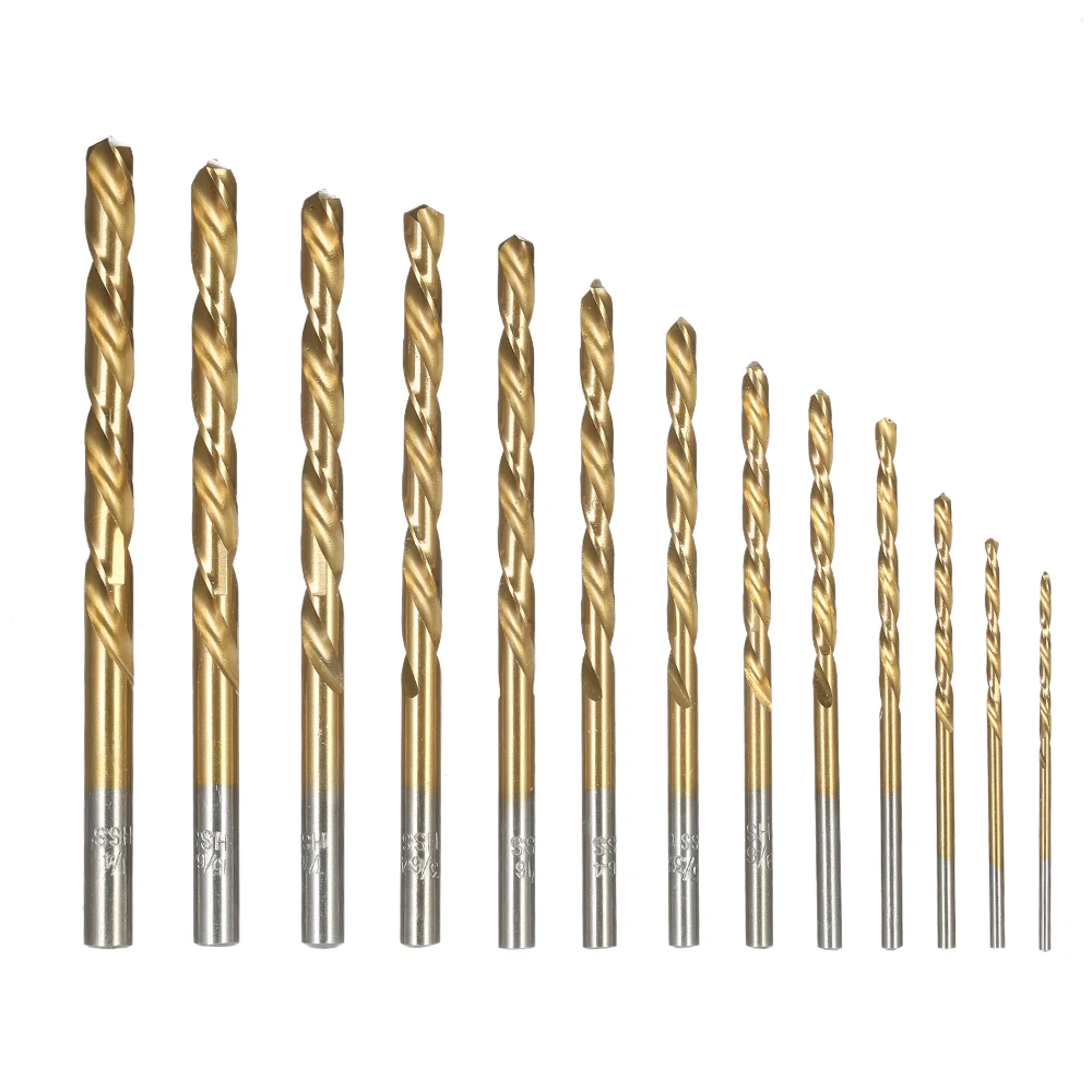 

13pcs Left Handed Drill Bit Set M2 HSS extractor with Titanium Nitride Coating (1/16" - 1/4") power tools accessories