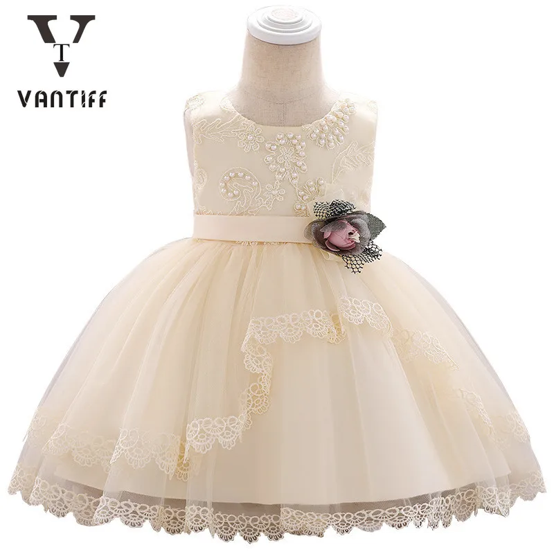 

Платье принцессы для маленьких девочек, кружевное Сетчатое платье с цветочной талией для дня рождения, красивая юбка, красивое свадебное пл...