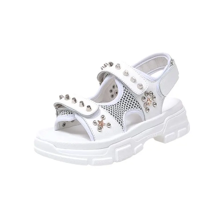 Женские кожаные сандалии-гладиаторы effgt на плоской платформе с заклепками