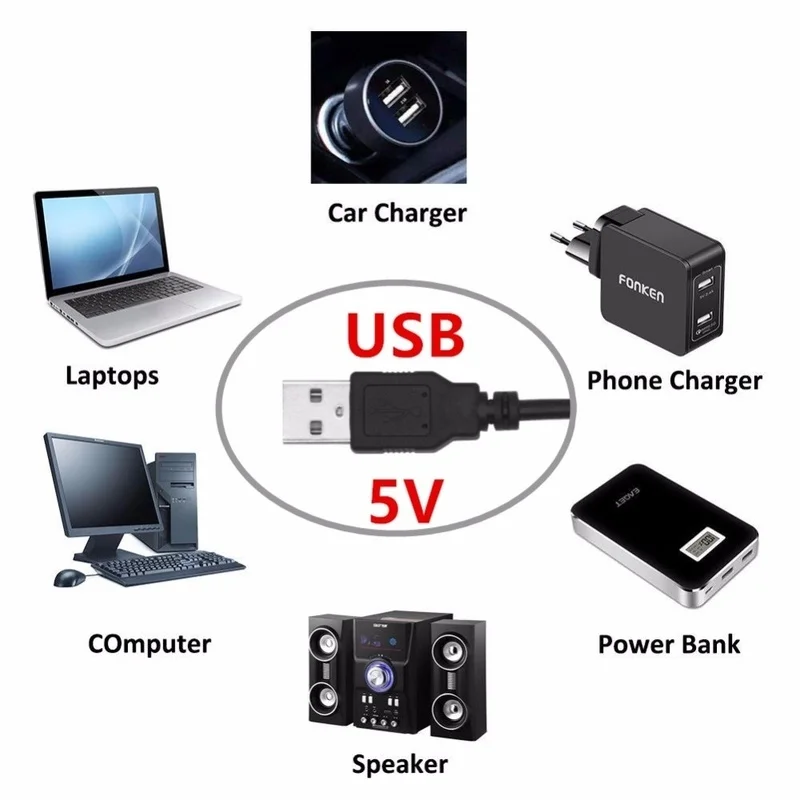 100 см USB кабель силовой светодиодный светильник-полоска лампа SMD 3528