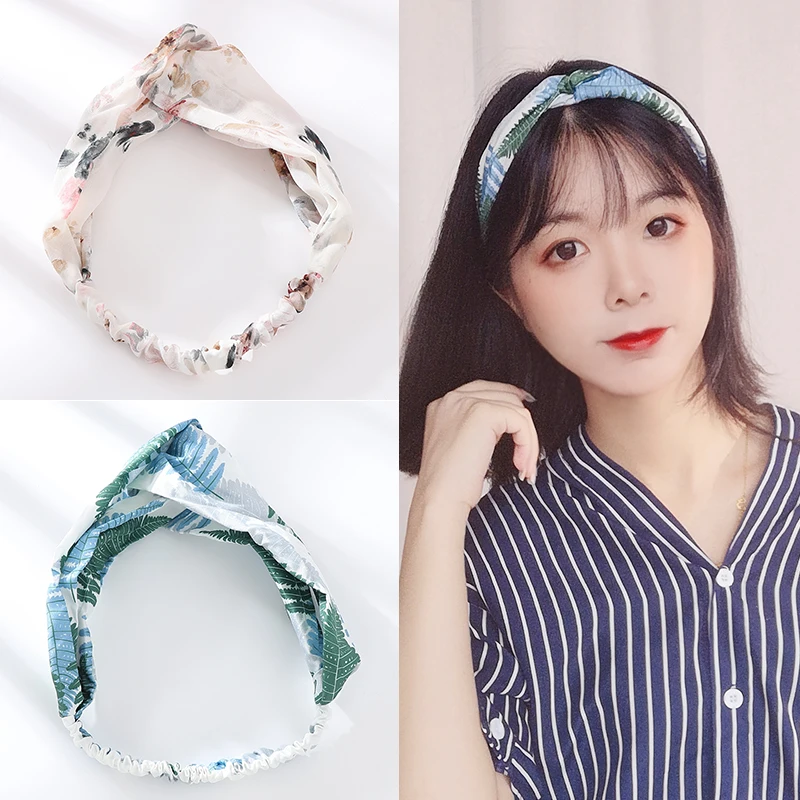 

2PCS/Set Women Headband New Fashion Hair Bands Bohemian Cross Elastic For Ladies Black Head Band Hair Accessories