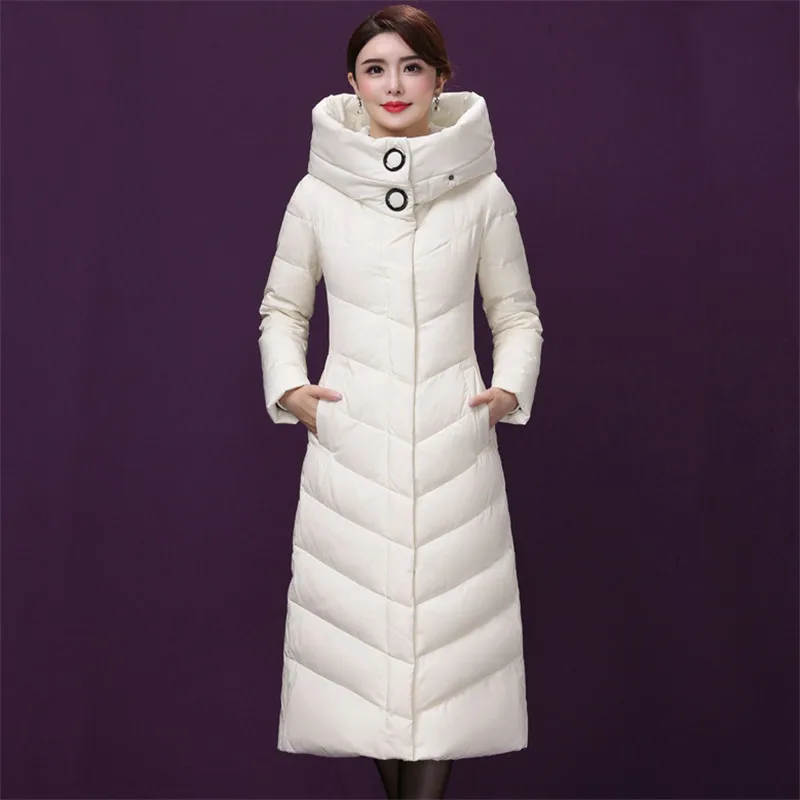 

Female down cotton jacket white plus size long hooded parkas 2020 autumn winter new women's fashion slim red warmth coats sf060