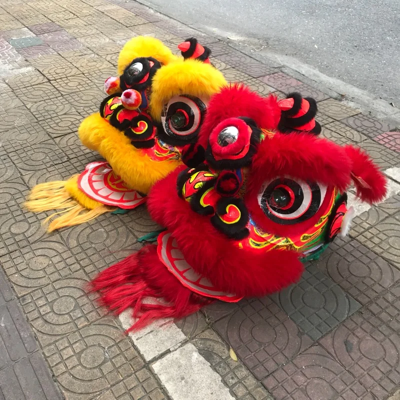 Чистый шерстяной танцевальный костюм льва для взрослых с головой оборудование