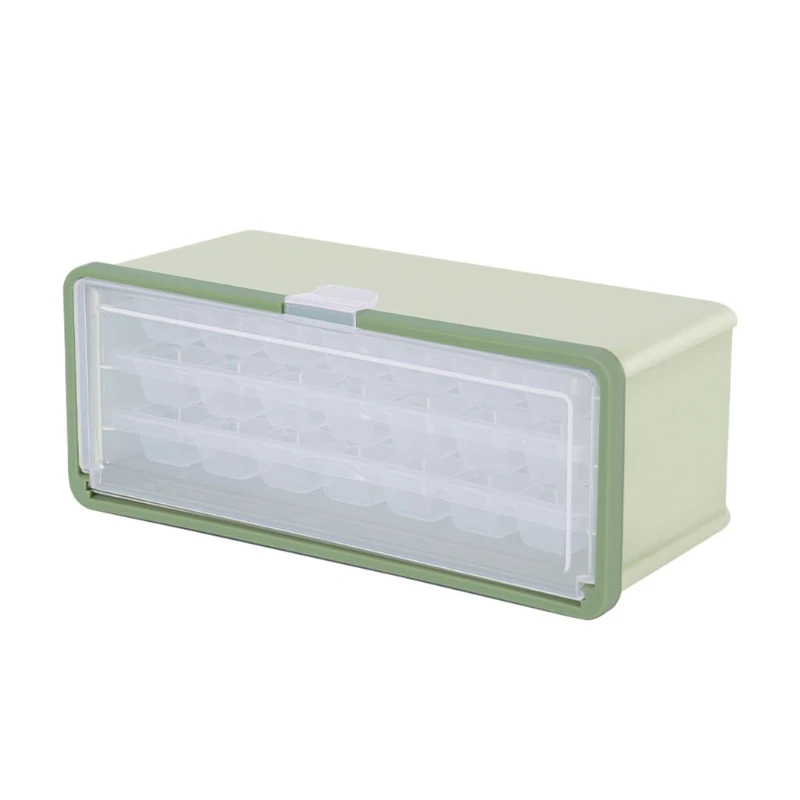 

896A Ice Cube Tray Box Drink Jelly Freezer Mould Ice Maker Three-Layer with Lid Cover Large Capacity Pull-out Ice Box Container