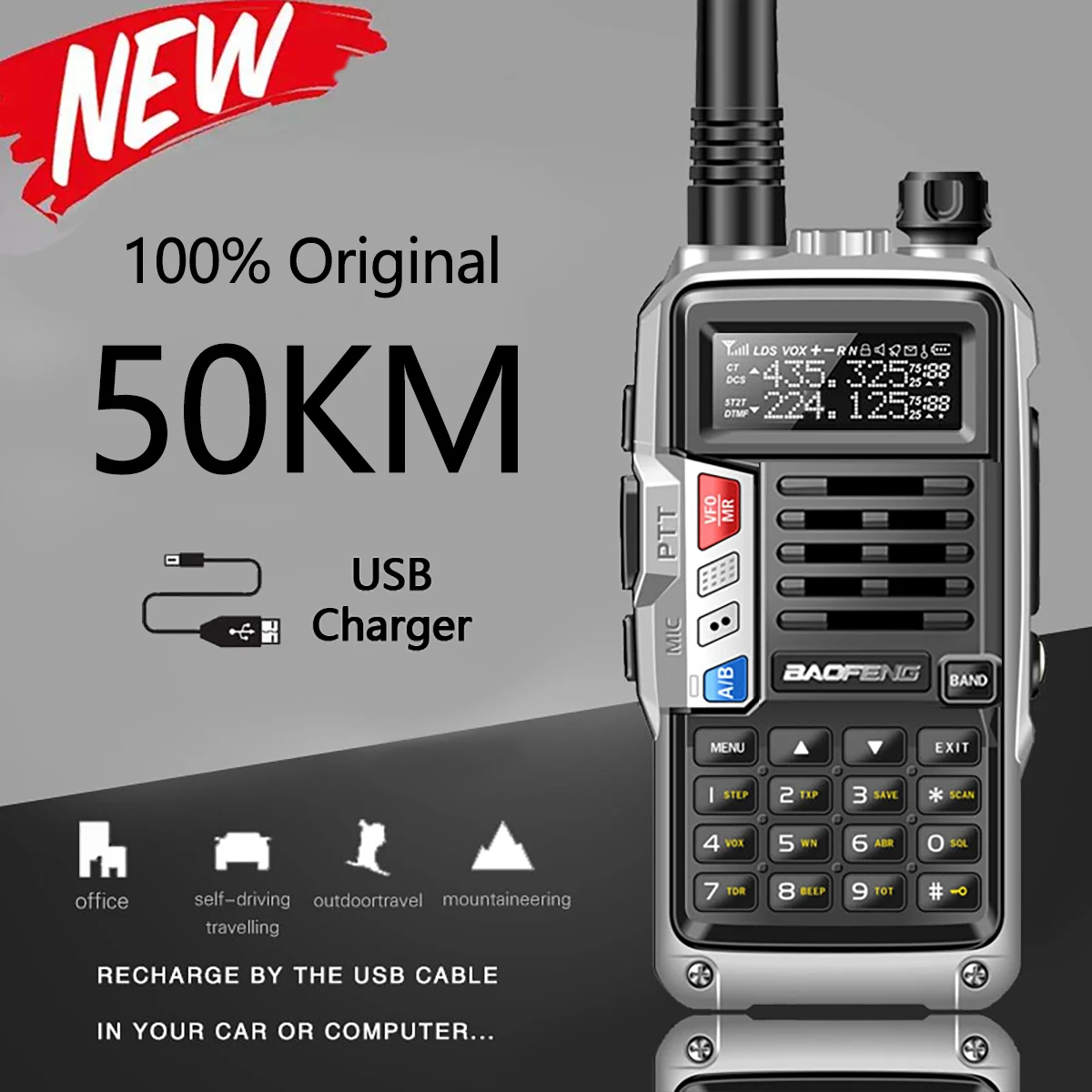 

Baofeng новый профессиональный иди и болтай Walkie Talkie “иди и UV-S9 плюс 50 км 128 Каналы VHF Любительская рация двойного диапазона двухстороннее радио ...