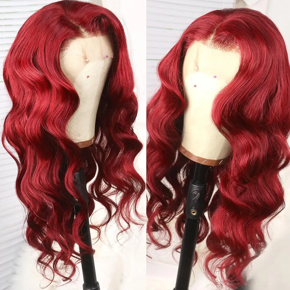 

Red Body Wave Lace Front Pre-Pluck Hairline Virgin Human Hair 180 Density