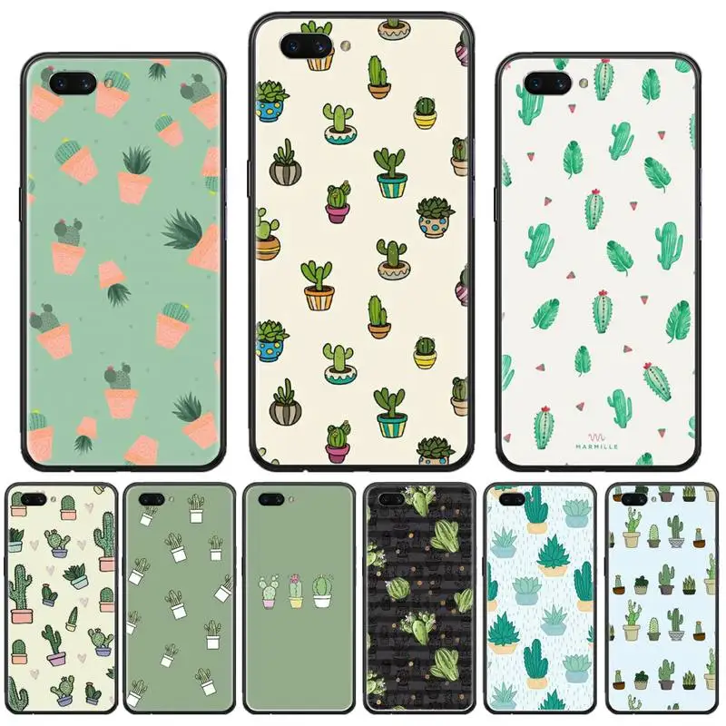 

Cute cactus plant painting Phone Case For OPPO F 1S 7 9 K1 A77 F3 RENO F11 A5 A9 2020 A73S R15 REALME PRO