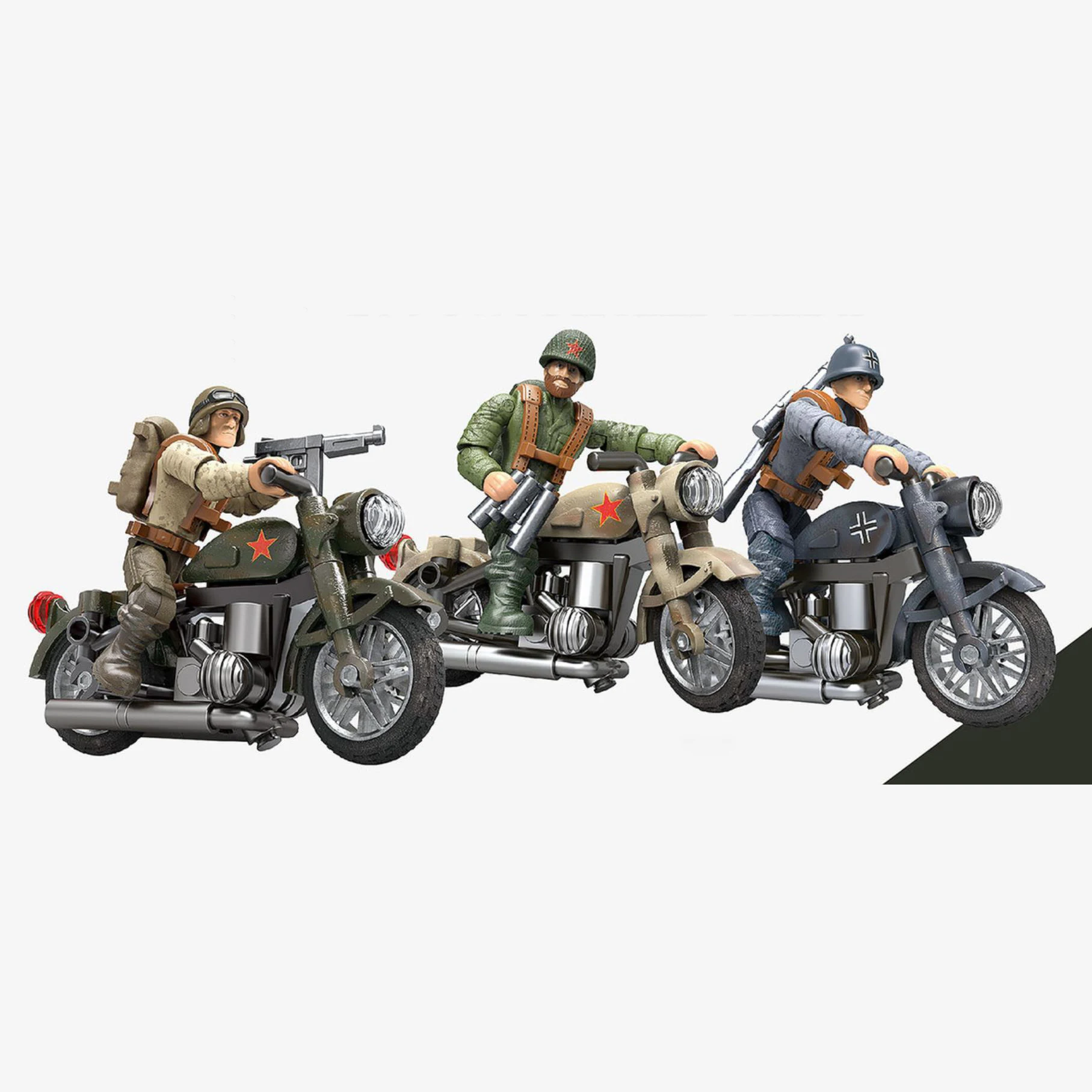 

World war military motorcycle building bricks ww2 Germany Soviet Union U.S.A army figures weapons mega blocks toys for gifts