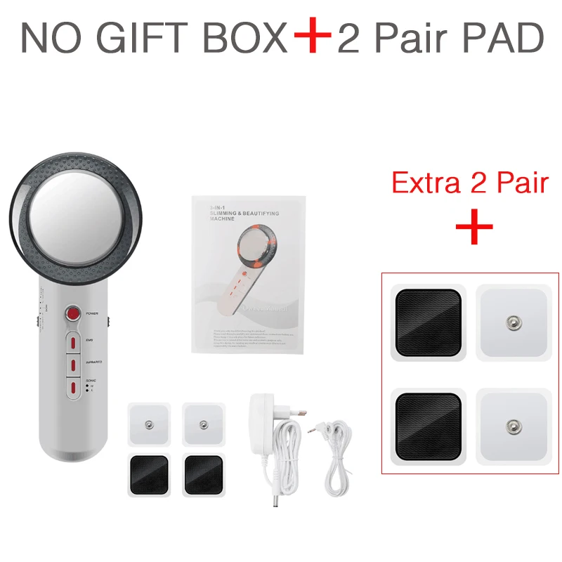 EMS and Pad no box Дропшиппинг 3 в 1 ультразвуковая кавитация EMS инфракрасный массажер для похудения тела сжигатель жира Гальваническая инфракрасная ультразвуковая терапия - Цвет: EMS and Pad no box