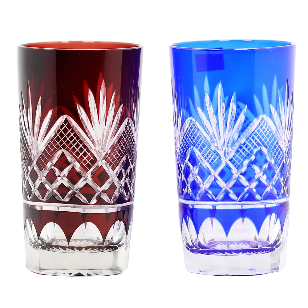 

Bohemian Czech Handmade High Quality Hand Cut To Clear Blue Red Crystal Drinkware Whiskey Glass Wine Glass 210612-12