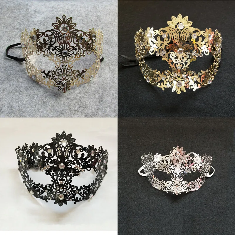 Черная Золотая белая металлическая маска Свадебный Венецианский маскарадный