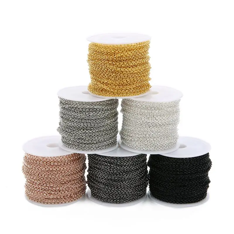 10 ярдов/рулон 2/3 мм железная круглая звенованная цепь Цепочки и ожерелья