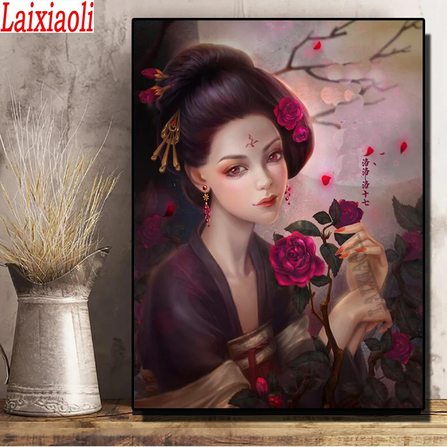 

full square/round diamond painting abstract girl 5d diy diamond painting flower lady mosaic rhinestone picture room decoration