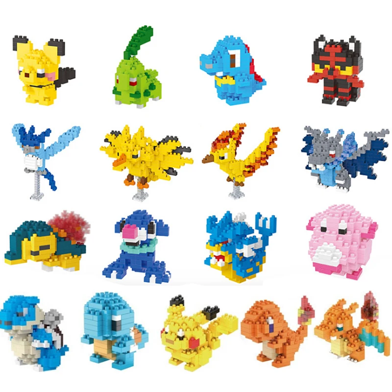 

New Pokemon Blocks 72 Styles Small Building Small Cartoon Kawaii Picachu Animal Model Education Game Graphics Pokemon Toys