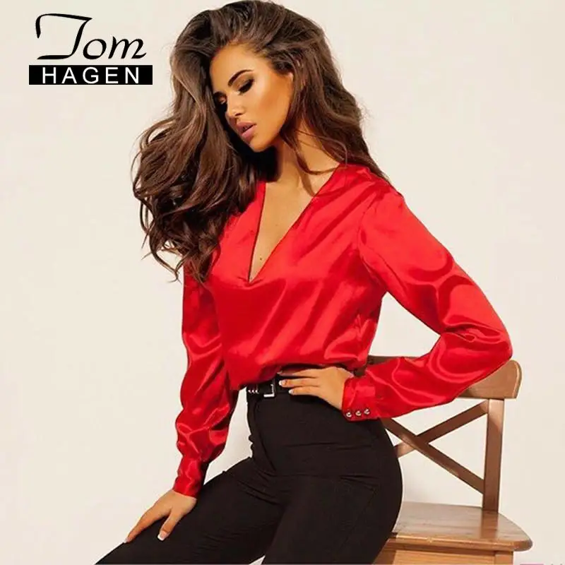 Женская рубашка с длинным рукавом зима 2020 корейский топ блузка V образным вырезом