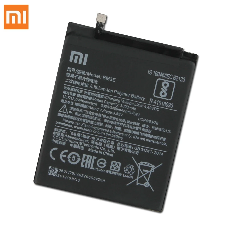 Оригинальная запасная батарея BM3E для Xiaomi 8 MI8 M8 натуральная телефона 3400