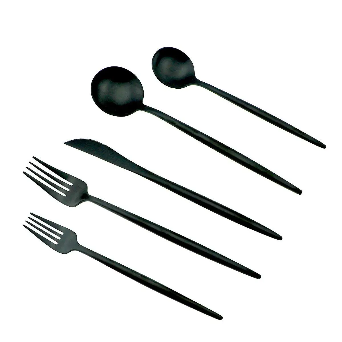 Матовый черный набор посуды из нержавеющей стали 304 Обеденный нож салатная вилка