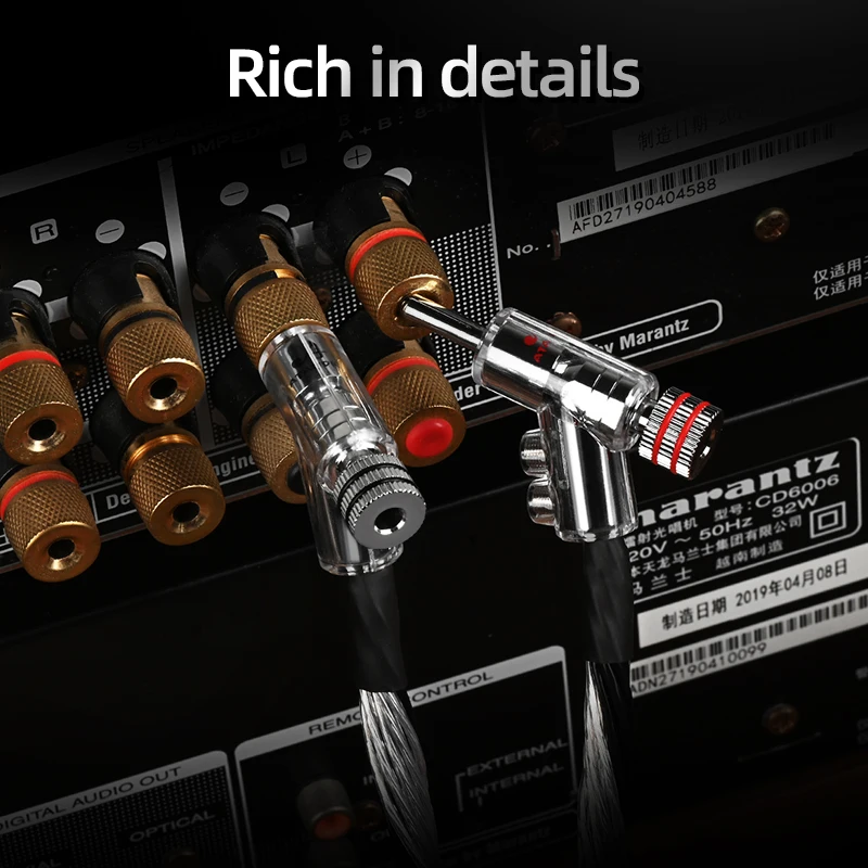 Hi-Fi кабель для динамиков высокой чистоты OCC серебристый смешанный плетеный с