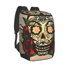 Protable Insulated Thermal Cooler Waterproof Lunch Bag Mexican Sugar Skull Rose Spooky Image Picnic Camping Backpack