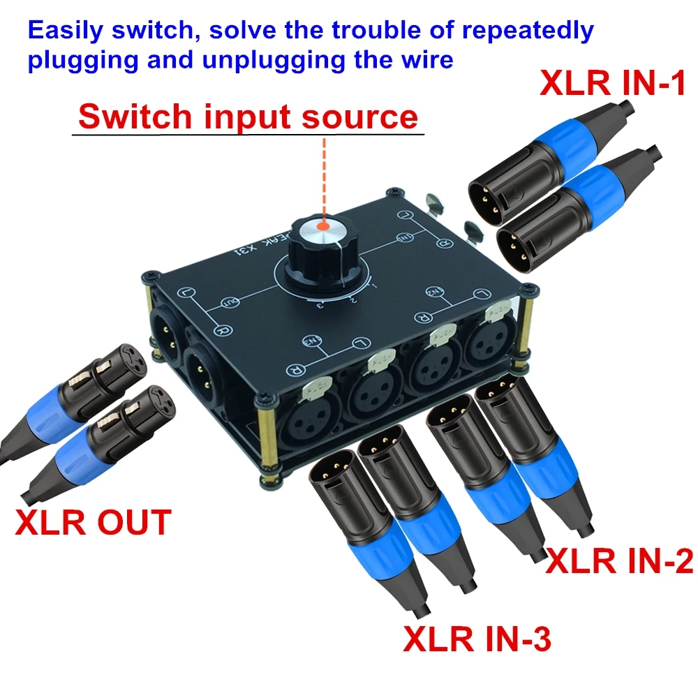 Аудиовыключатель SOLUPEAK X31 XLR Balance 3(1)-in-1(3)-Out источники сигналов переключатель