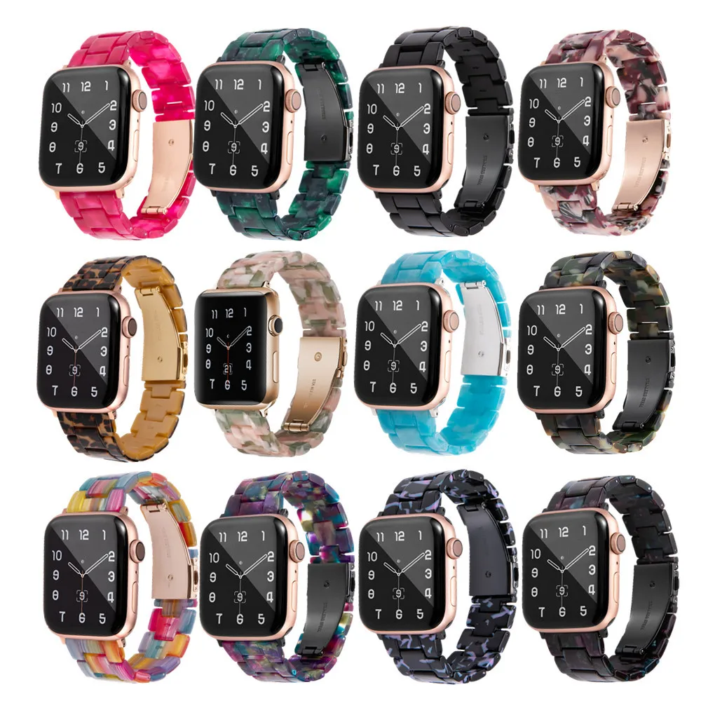 

Light Fashion Resin Strap for Apple Watch 6 Band 44mm 40mm 42mm 38mm Men/Women Elegant Bracelet for iWatch Series SE 5 4 3 Belt