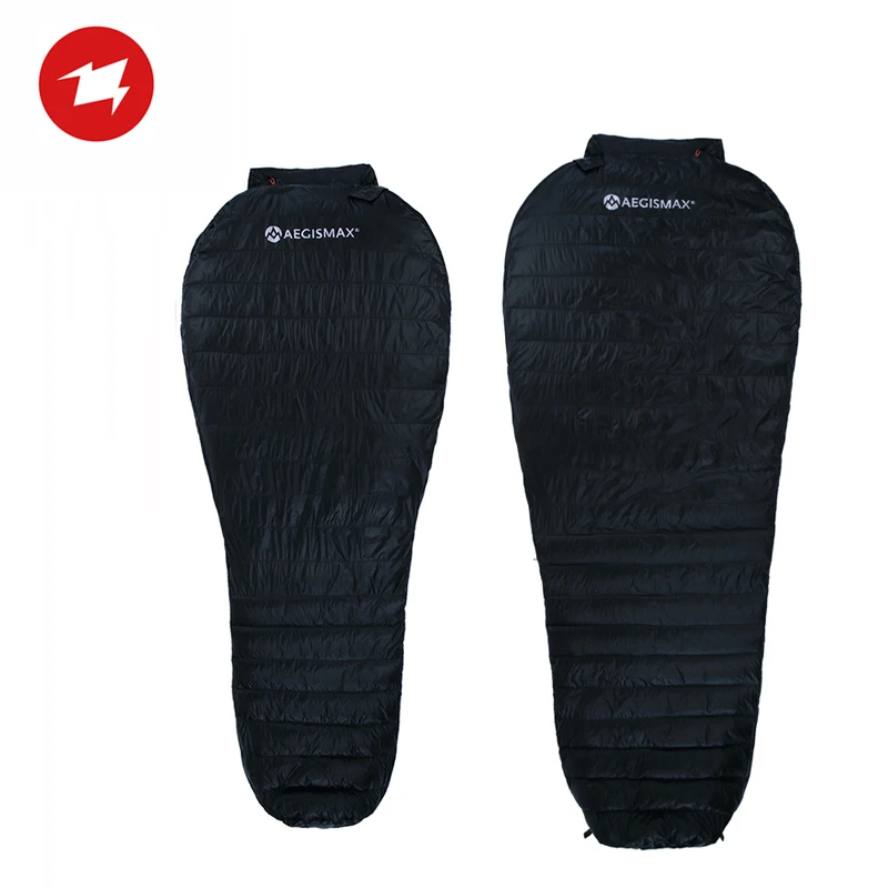 Мешок для сна AEGISMAX Nano, черный, уличный, ультрасухой, 700FP, с белым гусиным пухом