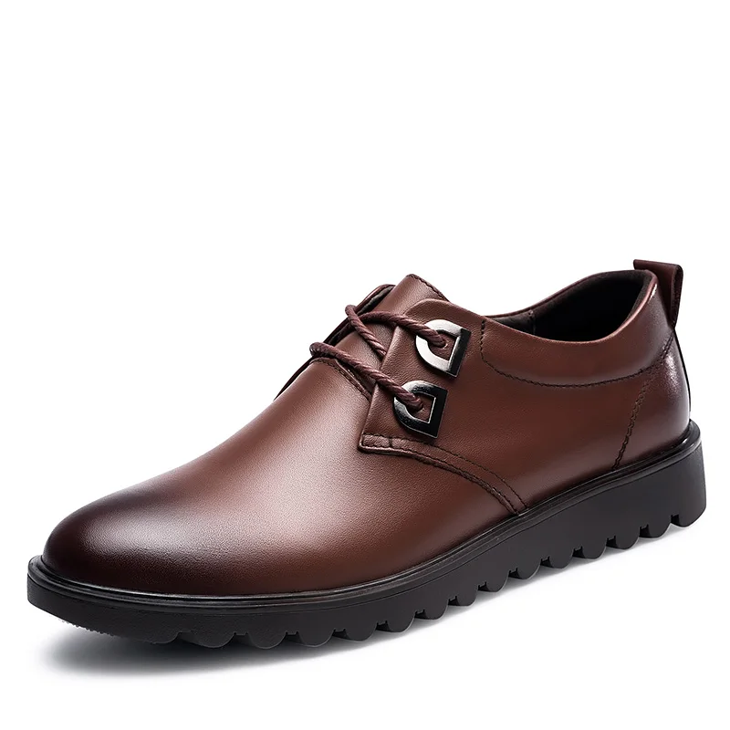 

Men dress flats genuine leather pointed toe formal wedding shoes men's oxford business flats