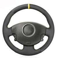 black suede hand stitched soft car steering wheel cover for renault megane 2 2002 2009 kangoo ze 2008 2013 scenic 2 2003 2010