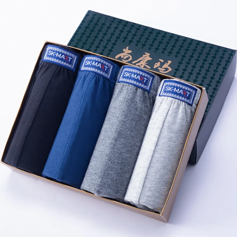 7XL-2XL Plus Men Underwear Male boxer Solid Panties Shorts Men's Cotton Underpants Breathable Intimate Man boxers Large Size dad