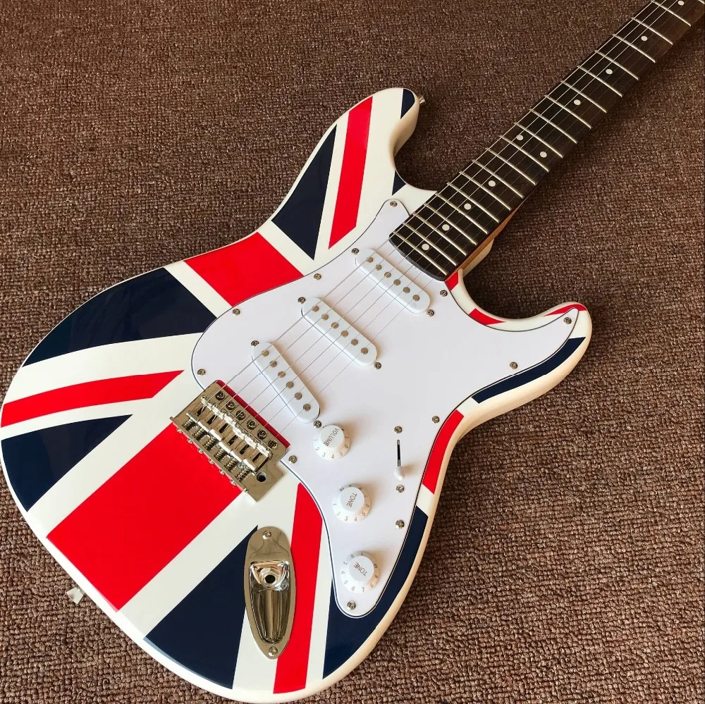 

electric guitar,national flag flame top, Rosewood fingerboard guitarra,handmade 6 stings gitaar.real photos