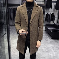 2021 autumn winter mens korean new business long jacket slim casual windbreaker jacket men trench coat fashion overcoat