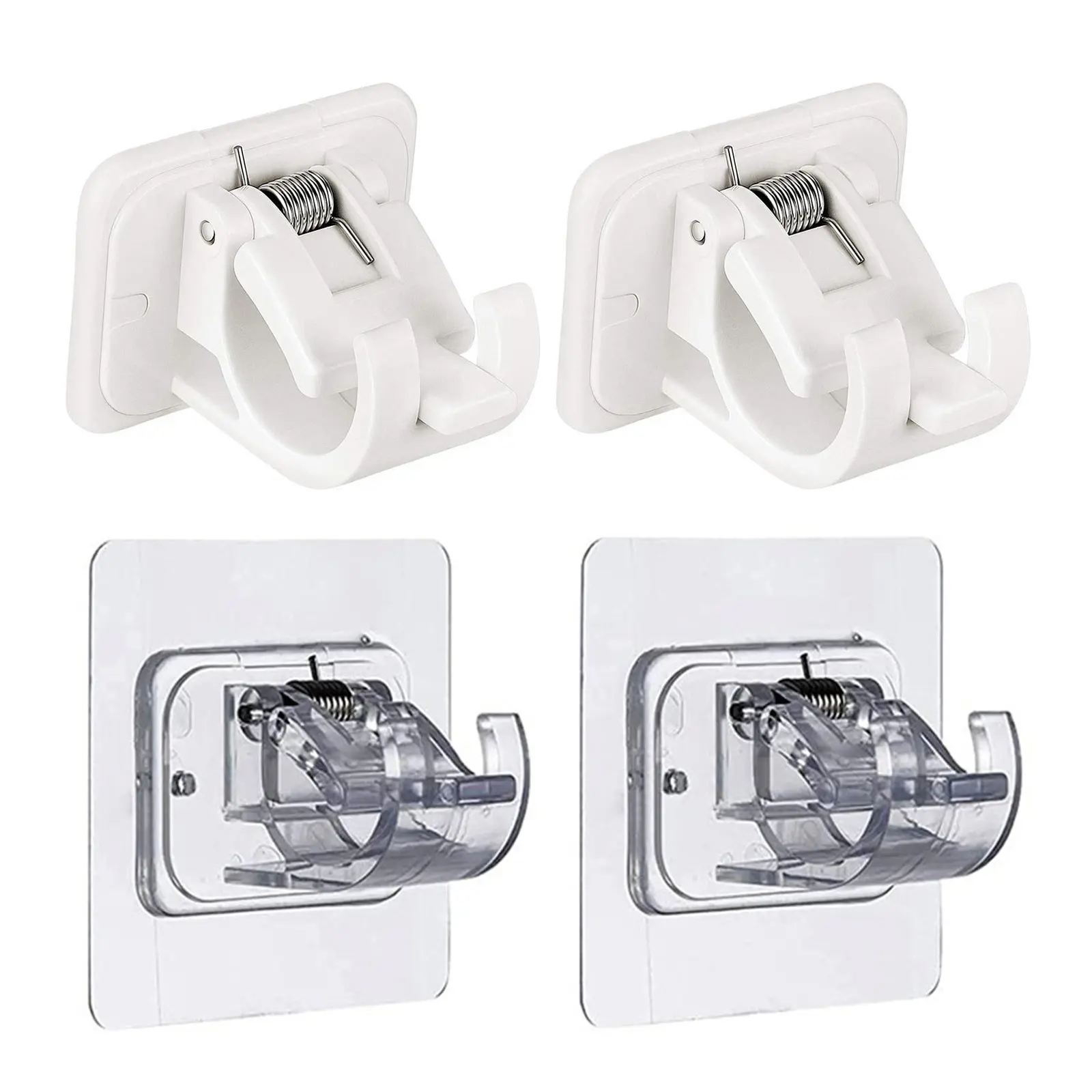 

Curtain Rod Bracket 2pcs Plastic Self Adhesive Drapery Hook Curtain Pole Holder No Drill Easy Hang Wall Mount Towel Fixing Hooks