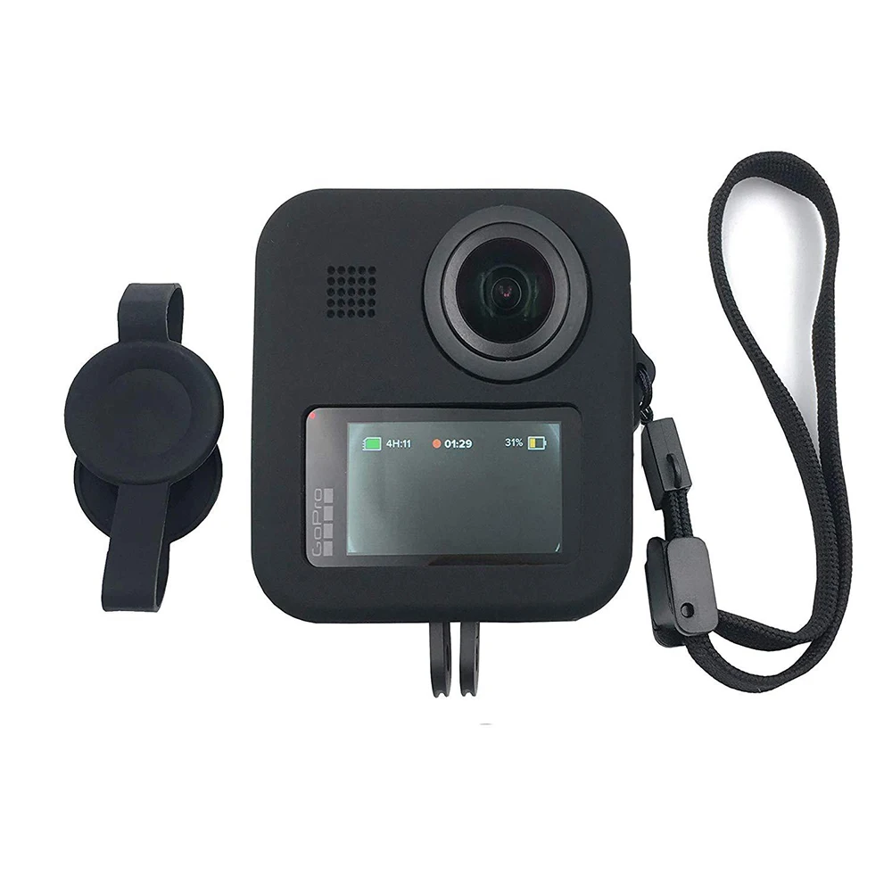Защита для Gopro max защитный силиконовый чехол корпуса + Крышка объектива ремешок