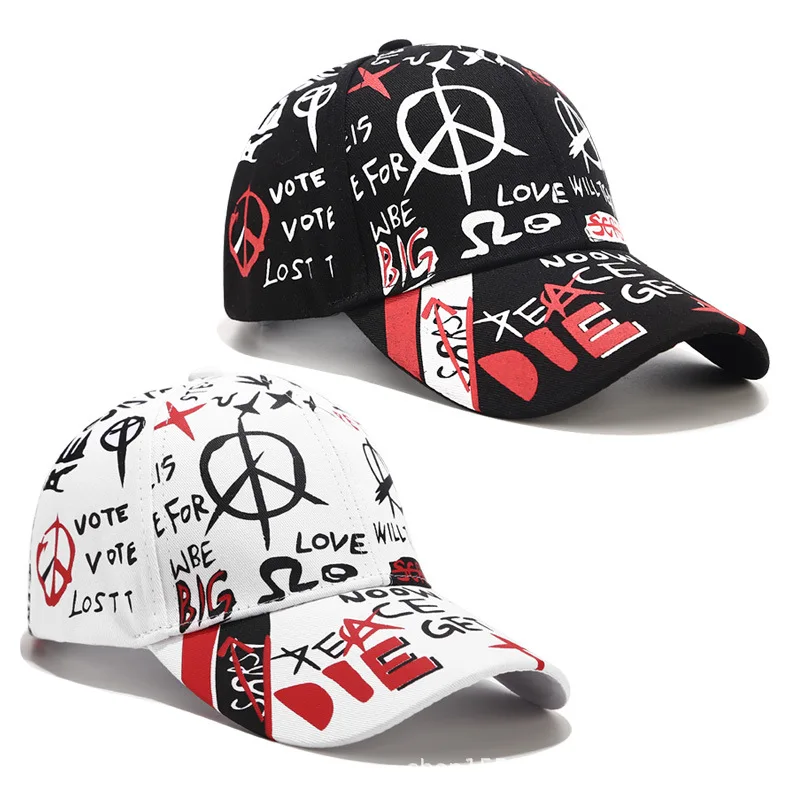 

NIANKA004 горячая Распродажа повседневные Хлопковые бейсболки для девочек Черная печать граффити хип-хоп бейсболка головные уборы