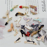 julie wang 20pcs enamel high heel charms mixed women shoes alloy gold tone necklace bracelet jewelry making accessory